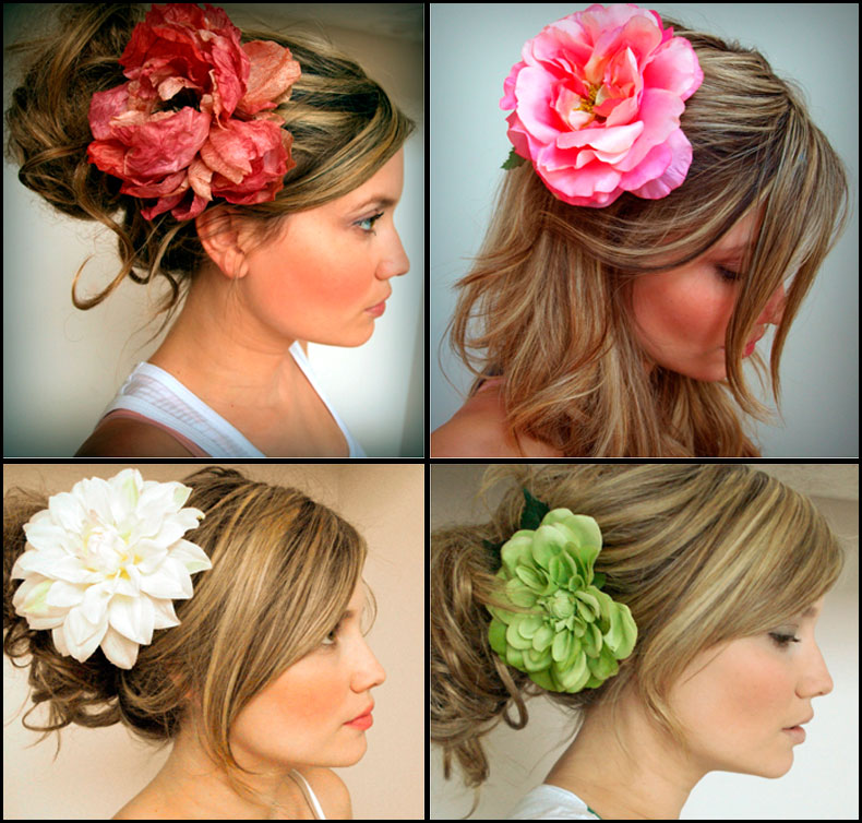 Fleurs en tissu pour cheveux