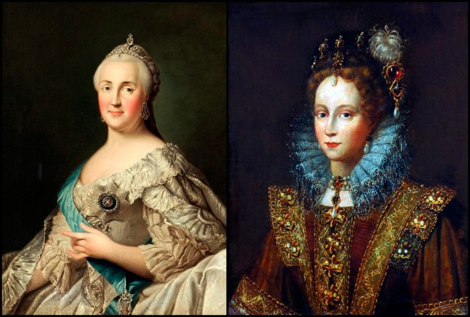 La reine Catherine II et Elizabeth I