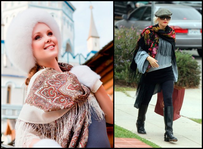 Châles et écharpes russes en laine photo