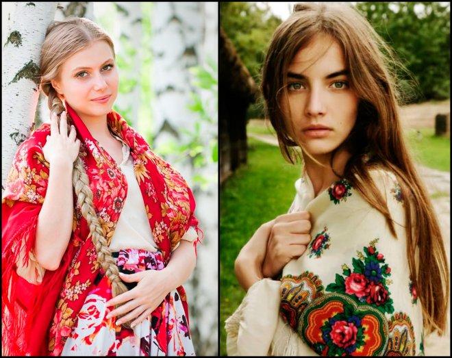 Beautés russes et châles russes