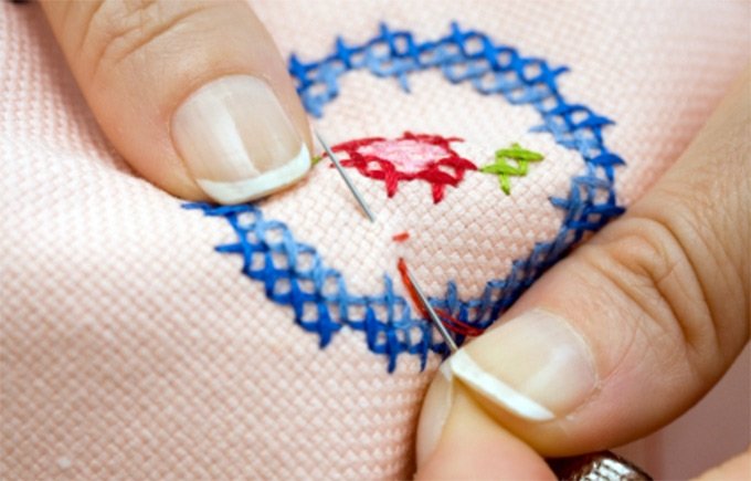 Broderie d'auteur, point de croix, photo et histoire