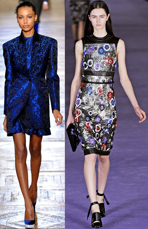 Les modèles montrent des vêtements de brocart