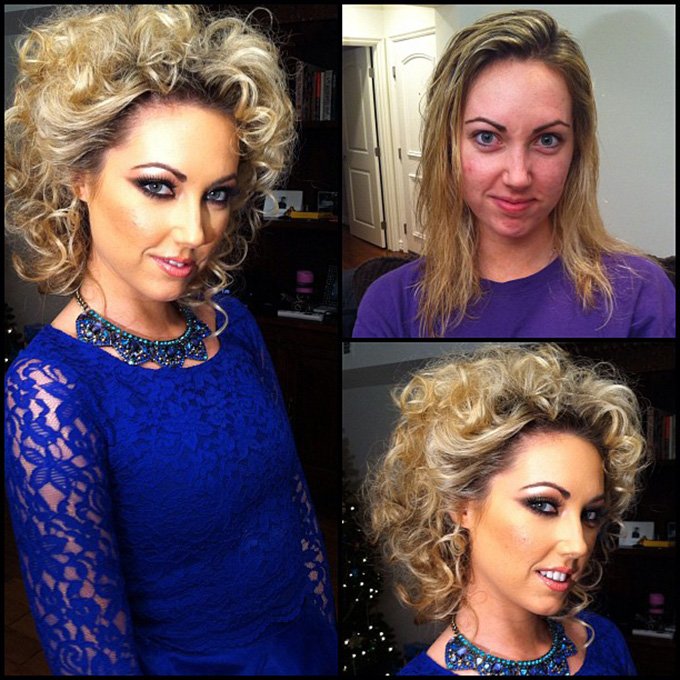 Fille et maquillage, photos avant et après