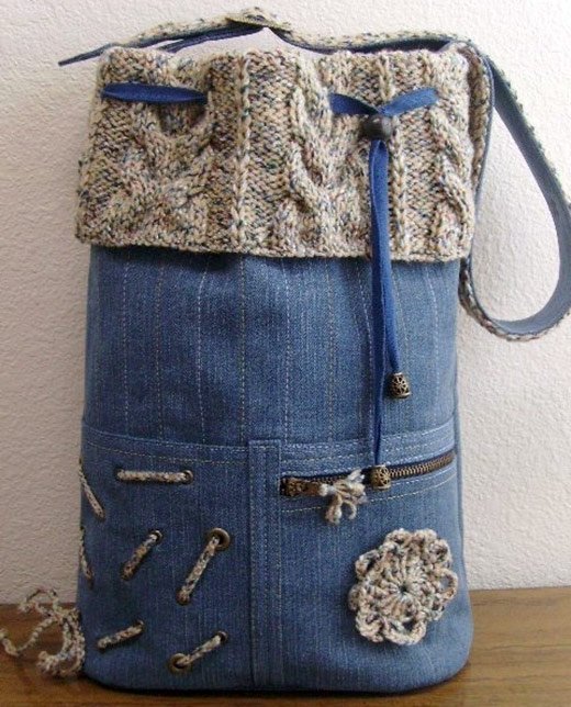 Sac, cousu de vos propres mains à partir d'un jean, photo