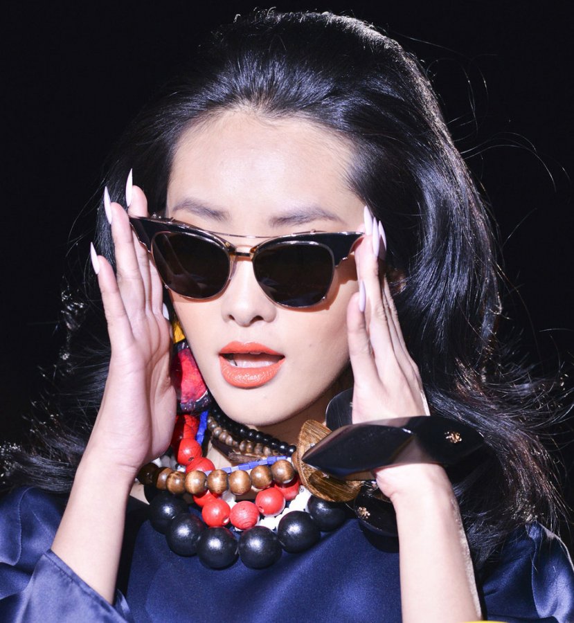 Brune à lunettes de soleil, photo