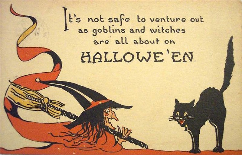 Sorcière et chat noir