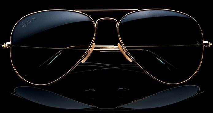 Lunettes aviateur à monture dorée Ray-Ban, photo