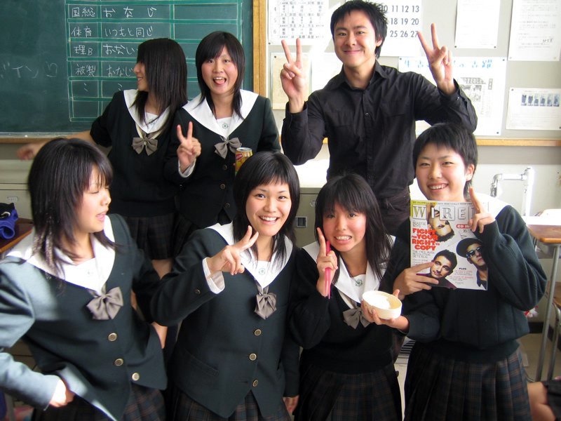 Filles japonaises, photo à l'école