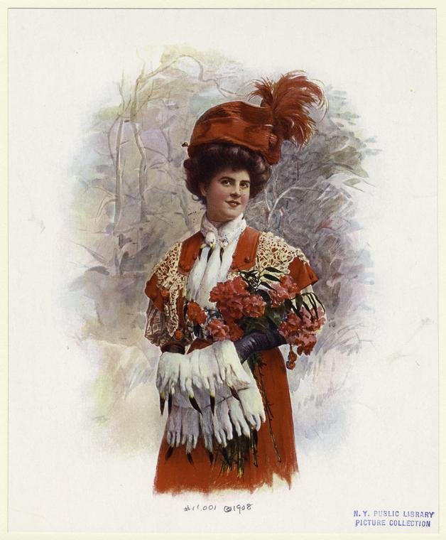 Dame avec une pochette en fourrure