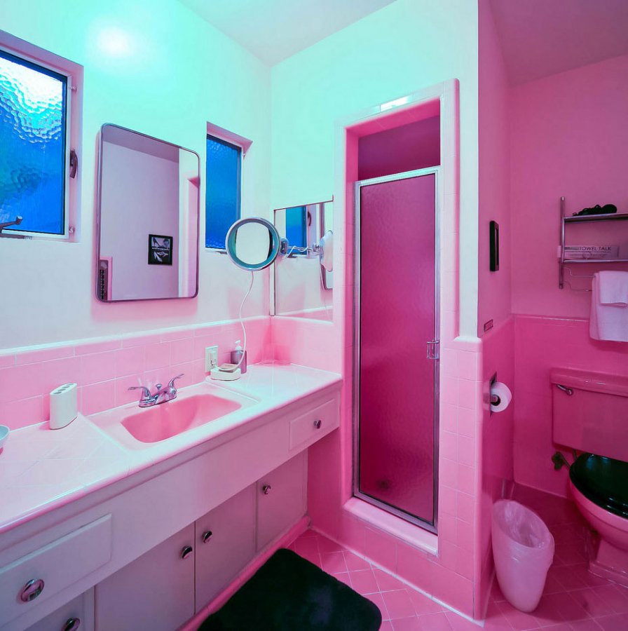 salle de bain en rose