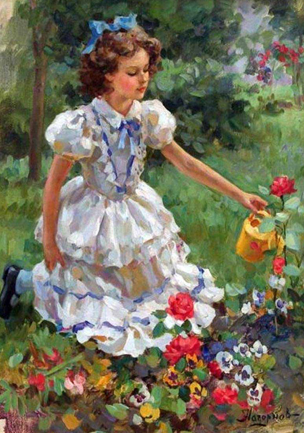 Fille avec des fleurs