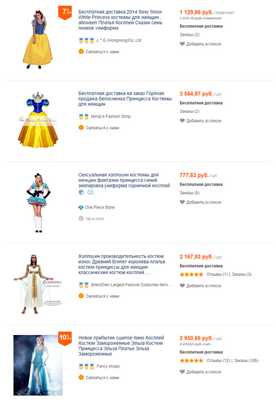 Déguisements pour le Nouvel An et Halloween