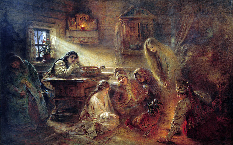 Les filles disent la bonne aventure pour Noël