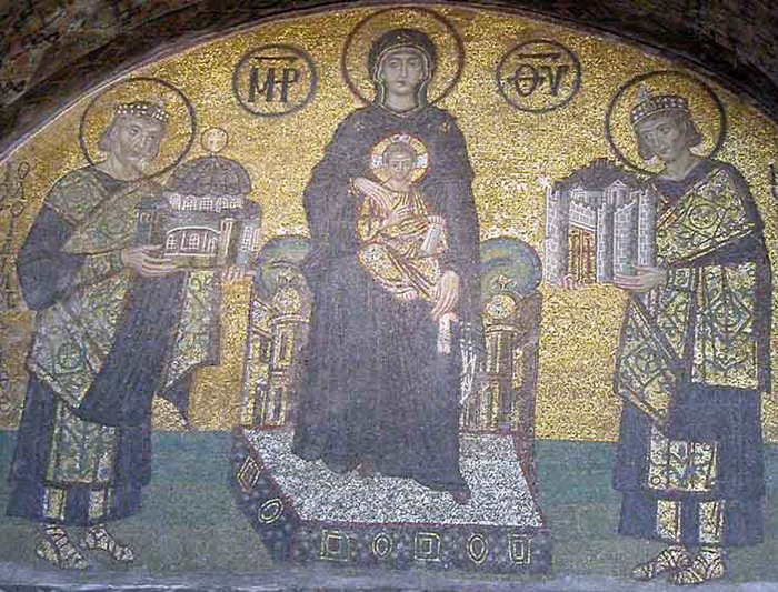 Coiffures byzantines sur les fresques