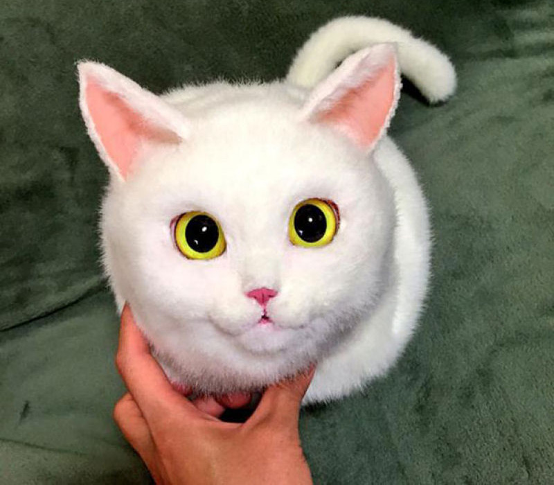 Sac en fourrure chat blanc