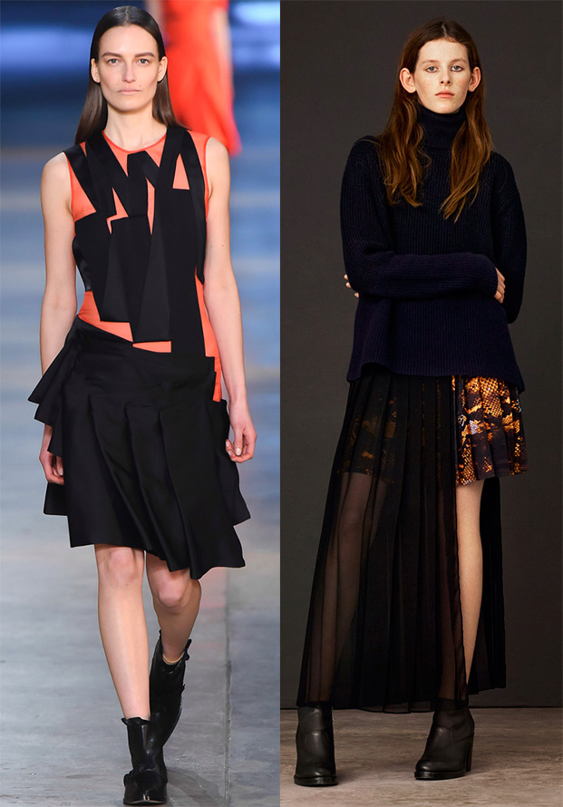 Plis sur les robes et jupes des collections 15-16