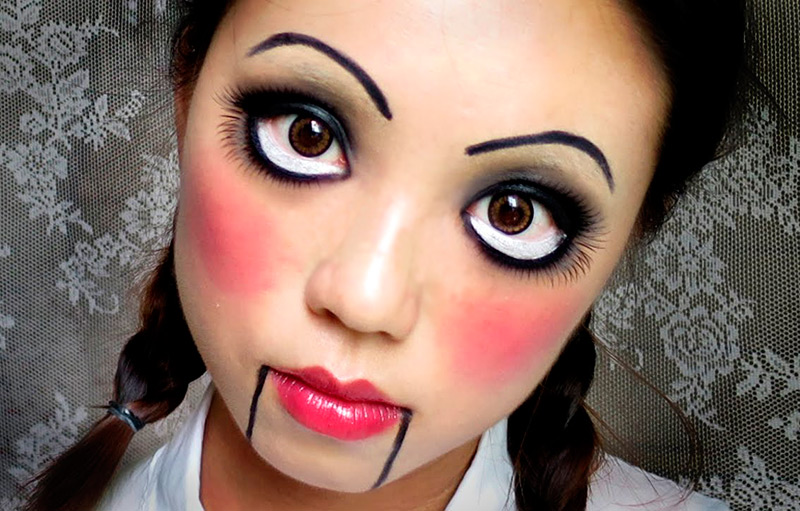 maquillage de poupée d'halloween