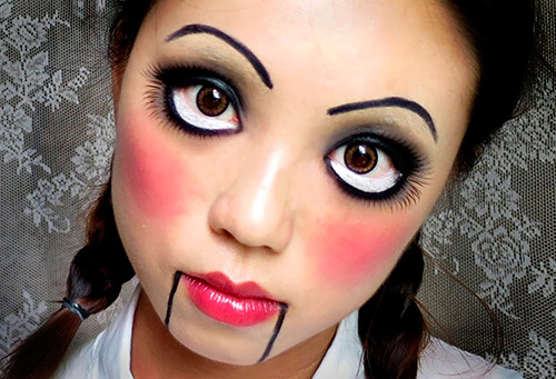 maquillage de poupée d'halloween