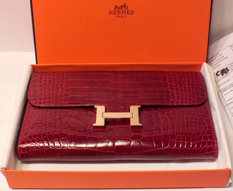 portefeuille en cuir de crocodile