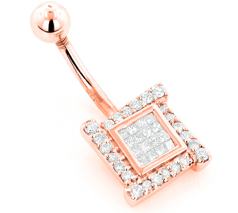 Boucles d'oreilles en or et diamants pour piercing au nombril