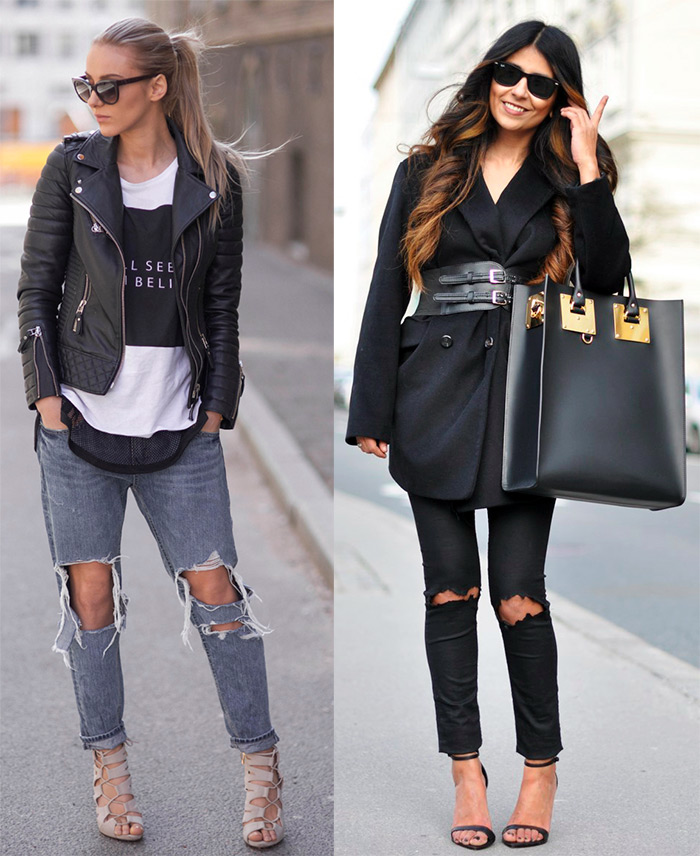 Filles en jeans déchirés