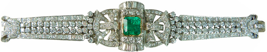 Bracelet avec diamants et émeraudes