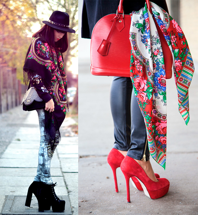 Qu'il est beau de porter un châle Pavloposad