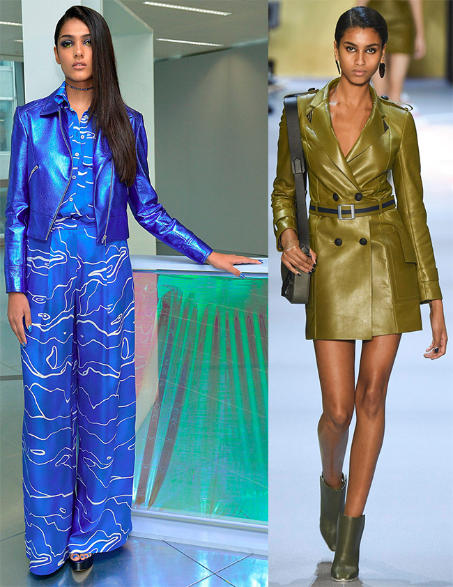 Vêtements en cuir brillant