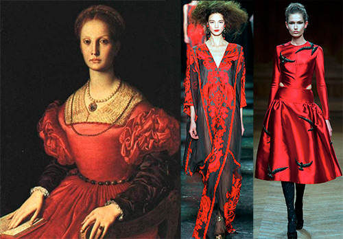 Robe rouge sanglante pour le look d'Elizabeth Bathory