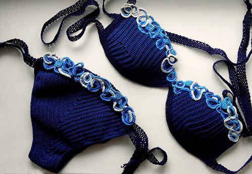 Maillot de bain tricoté à la main et accessoires de plage