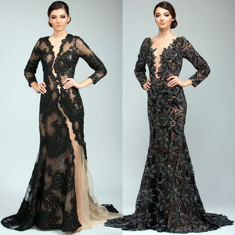 Robes noires avec un train