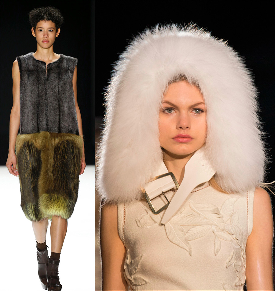 Jupe et capuche en fourrure