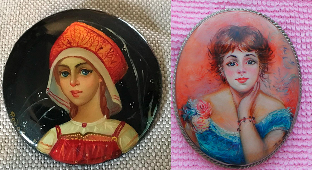 Broche portrait fait main