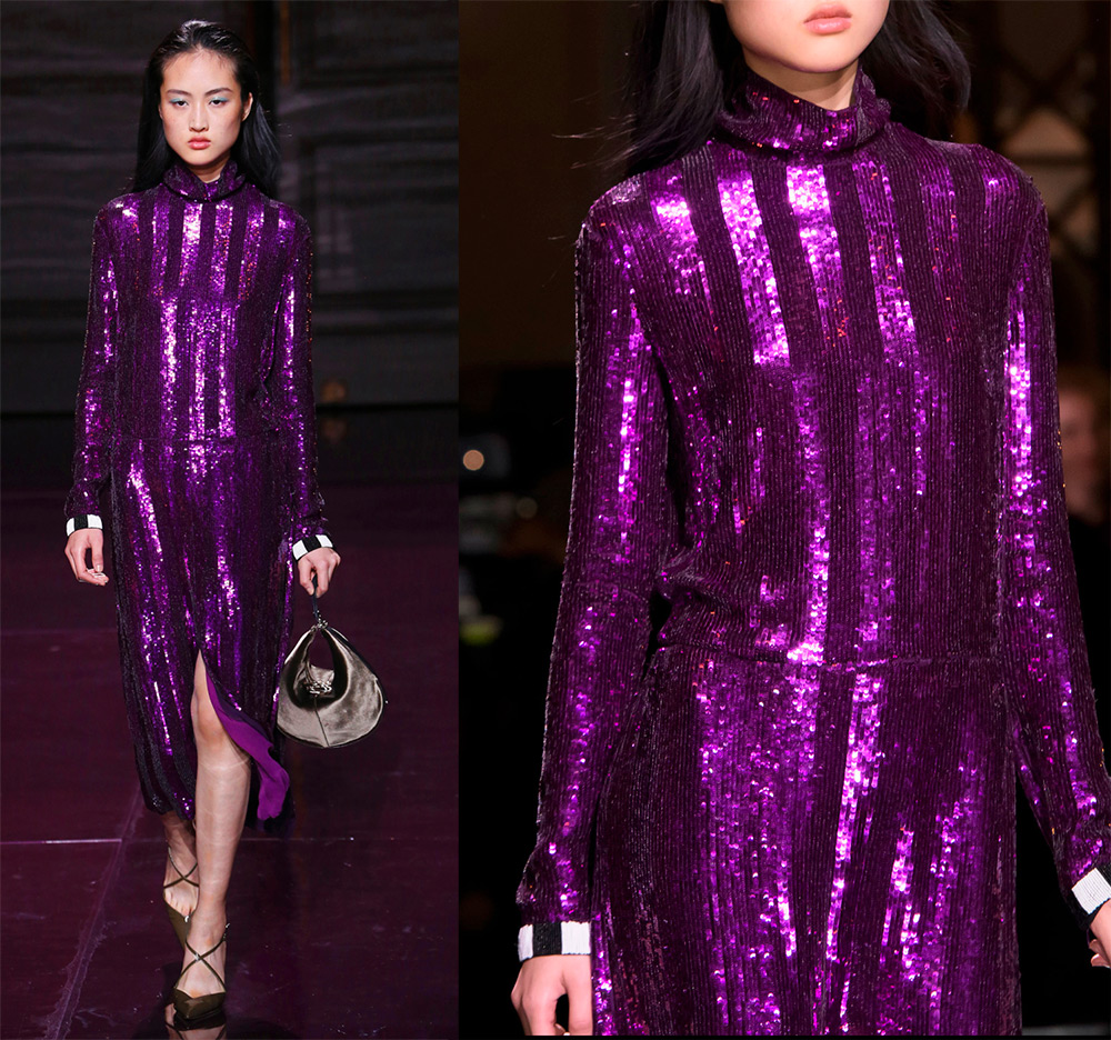 Robe violette à sequins