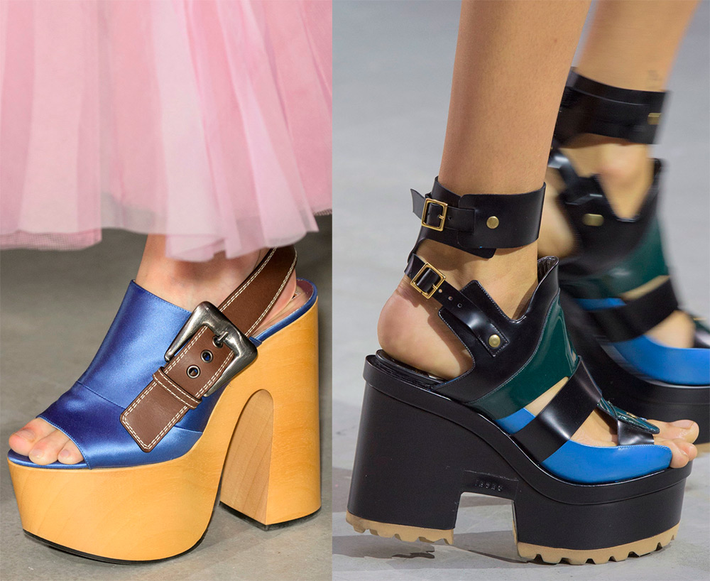 Des chaussures à la mode sur une plateforme massive