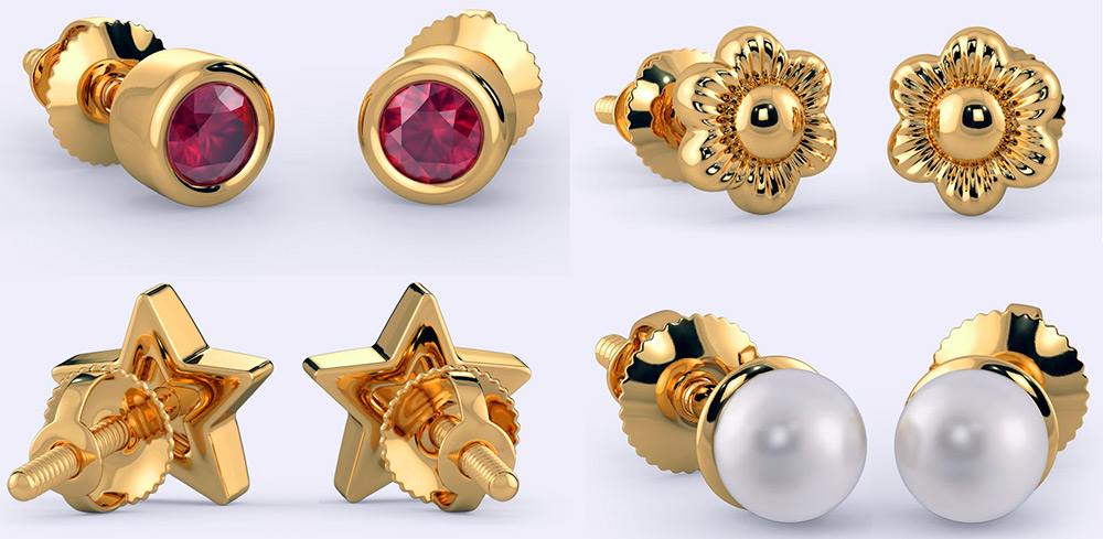 Boucles d'oreilles en or pour petites filles