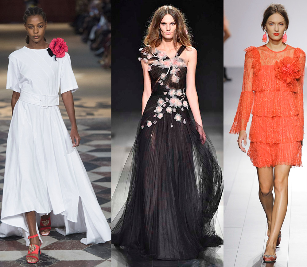 Fleurs et volants en tissu dans des looks à la mode 2026