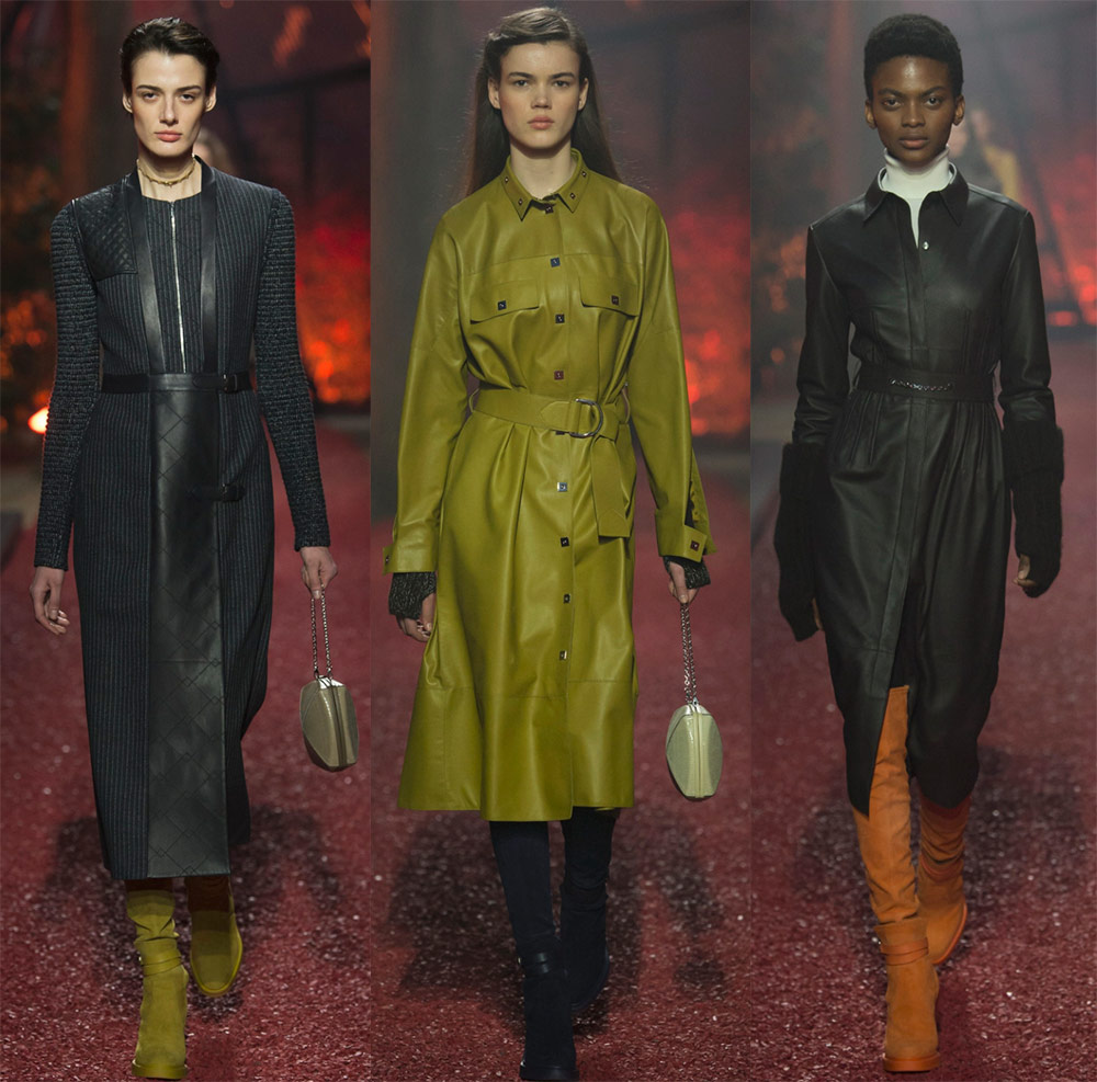 Robes et mannequins en cuir avec empiècements en cuir 18-19