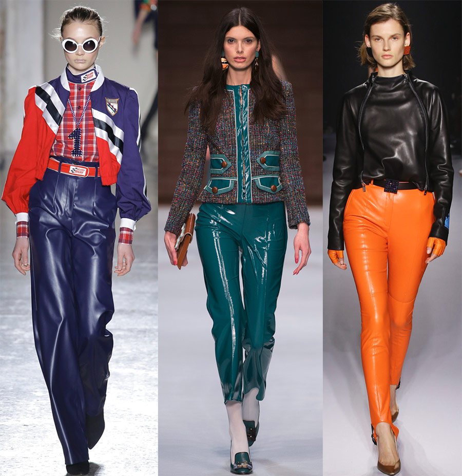 Pantalon en cuir brillant