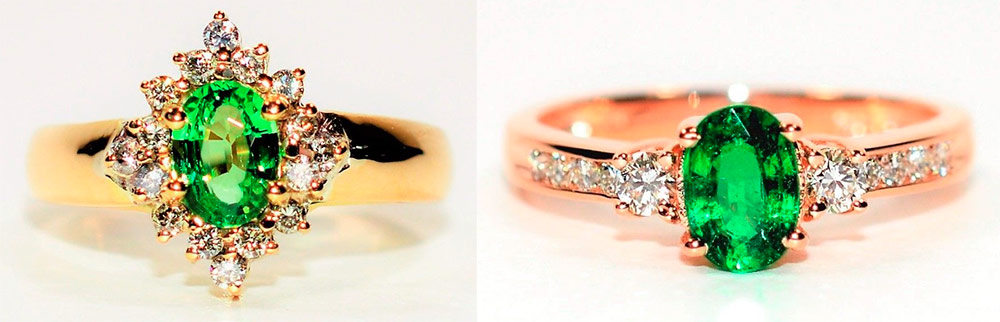 Belles bagues avec tsavorite