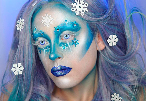 Maquillage fantastique du Nouvel An dans le style de la reine des glaces