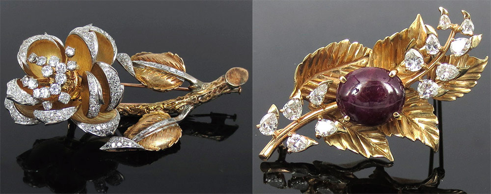 Broches vintage en or