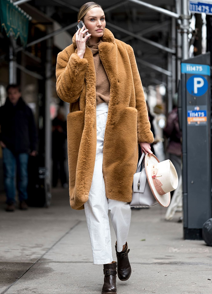 Manteau de fourrure femme marron