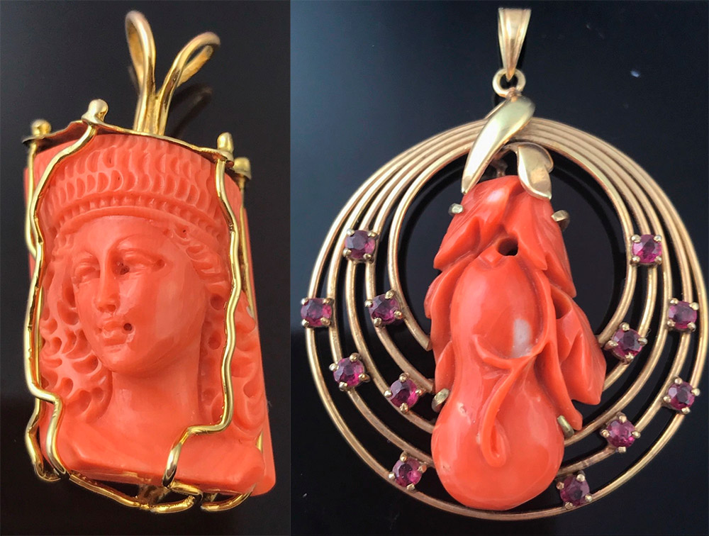 Pendentifs sculptés avec des coraux