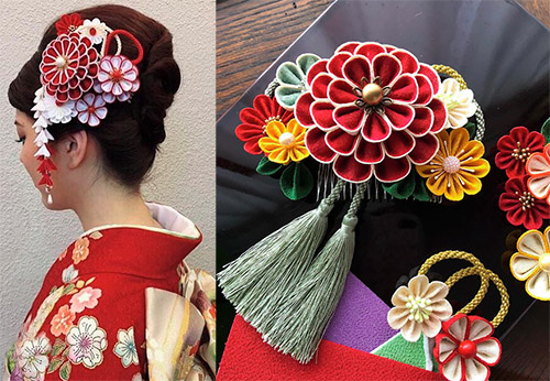 Bijoux de cheveux kanzashi japonais et tendances de la mode