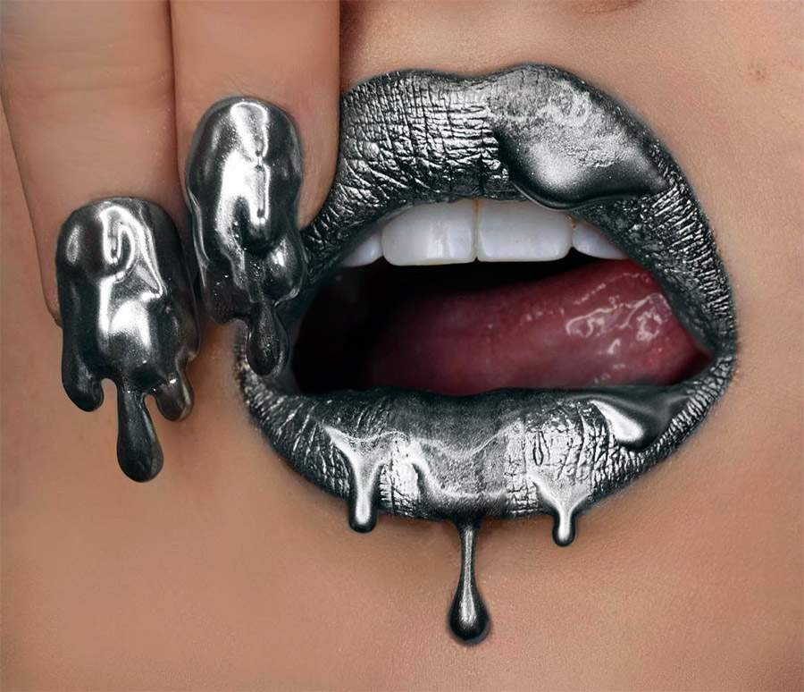 Rouge à lèvres argenté pour maquillage fantaisie