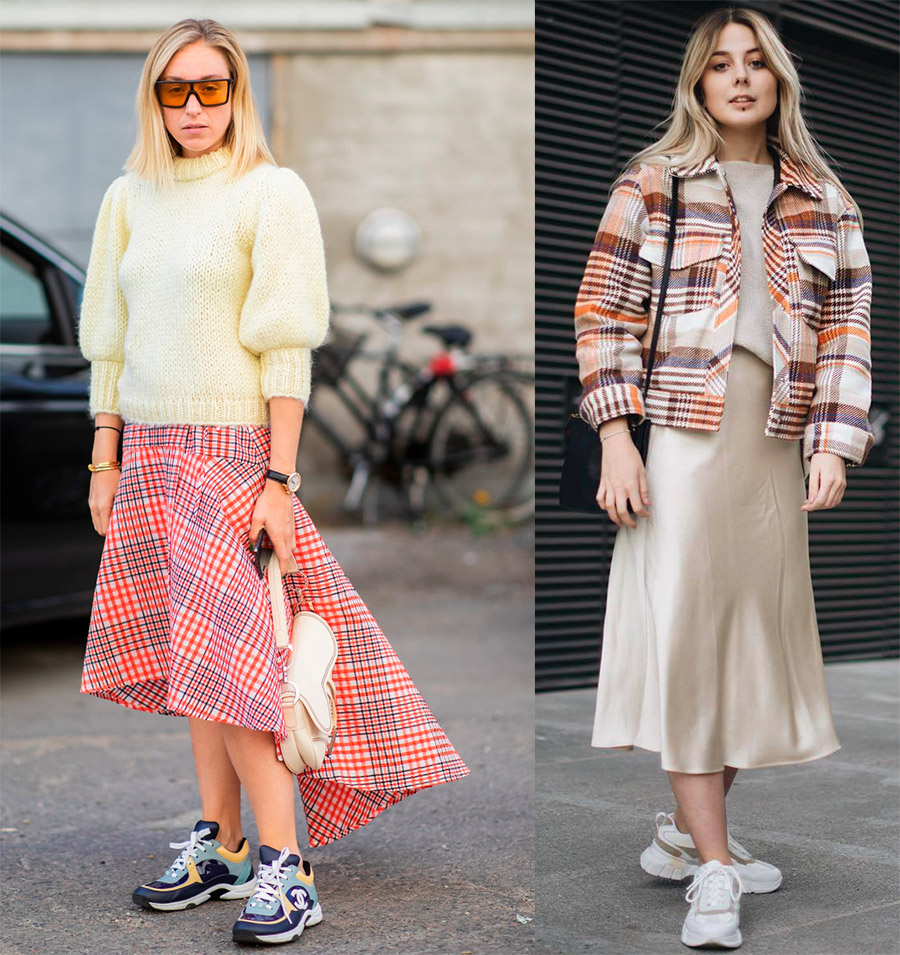 Combiner des baskets avec une jupe