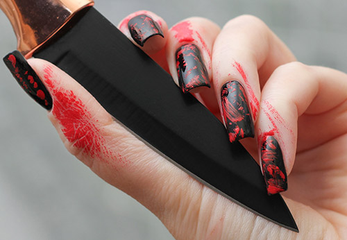 Manucure Halloween pour ongles courts et longs