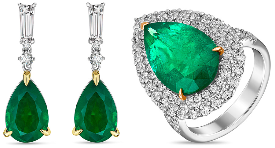 Bijoux avec des émeraudes