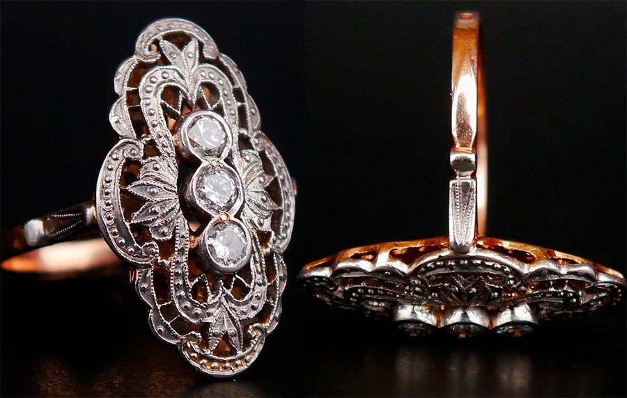 Bague avec platine et diamants